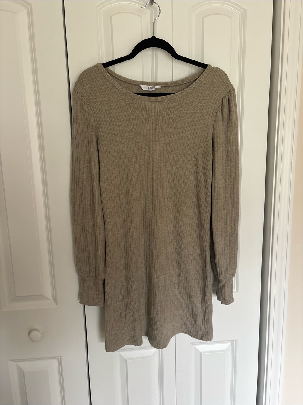 BB Dakota by Steve Madden Ribbed Long Sleeve Dress in Taupe